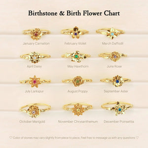 Personalized Birth Flower Birthstone Ring