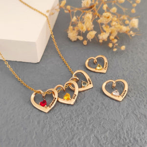 Personalized 1-5 Heart & Name Pendants Necklace