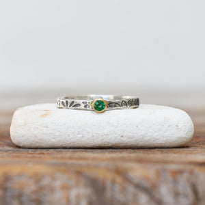 Personalized Flower Tiny Birthstone Stacking Ring - Mothers Rings