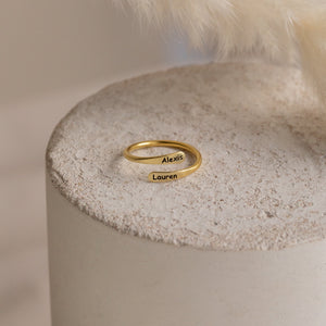 Personalized Minimalist Circular Border Open Ring Gift For Mother, Couple