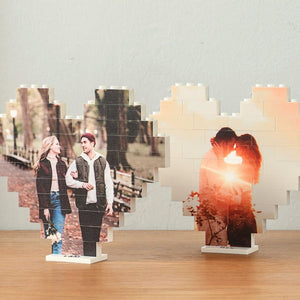 Personalized Heart Shape Custom Photo Couples Brick Puzzle