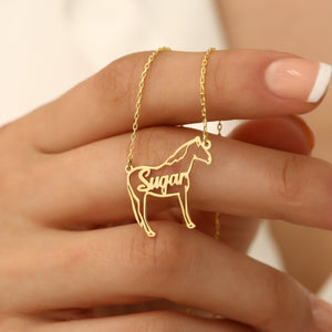 Personalized Horse Breed Necklace with Cursive Name