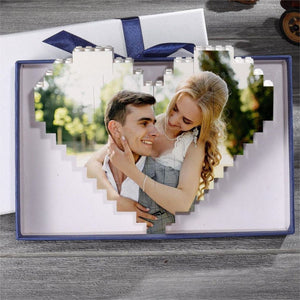 Personalized Heart Shape Custom Photo Couples Brick Puzzle