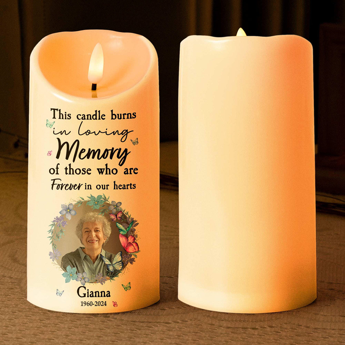 This Candle Burns In Loving Memory Personalized Photo LED Candle