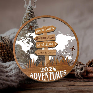 Personalized Travel Adventure Custom Traveling Destination Ornament