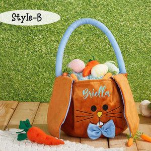 Personalized Plush Easter Basket, Children's Easter Rabbit Bag With Name, Easter Gift For Kids Girls And Boys