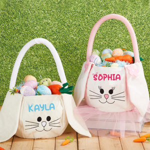 Personalized Plush Easter Basket, Children's Easter Rabbit Bag With Name, Easter Gift For Kids Girls And Boys