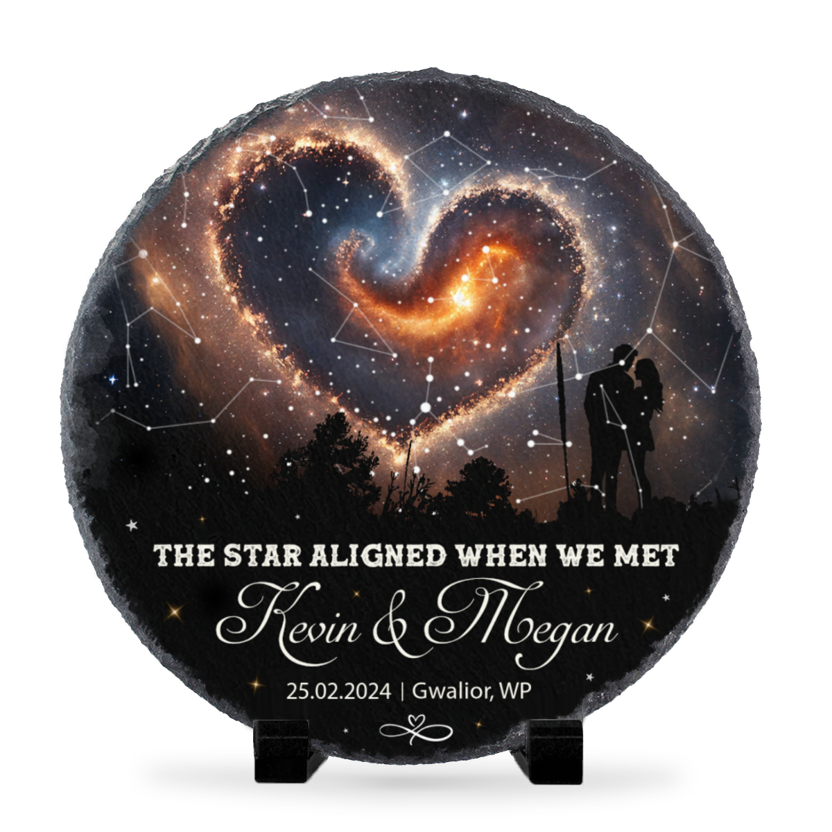 Our First Date Memory Gift, Personalized Night Sky We Met Star Map Print Stone