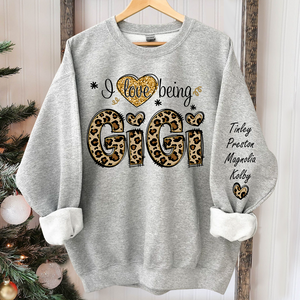 Personalized I Love Being Gigi Grandma Leopard Sweatshirt