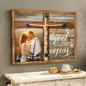 Personalized Couple Photo Canvas Poster,God gave me you,Wedding Anniversary Gift