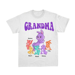 Personalized Gift For Grandma Colorful Bunny Pure Cotton T-Shirt