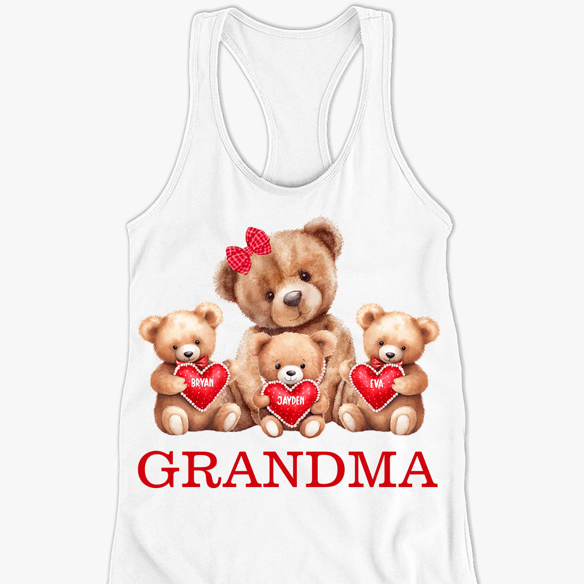 Personalized Grandma Bear With Cute Little Bear Kids Tank Top