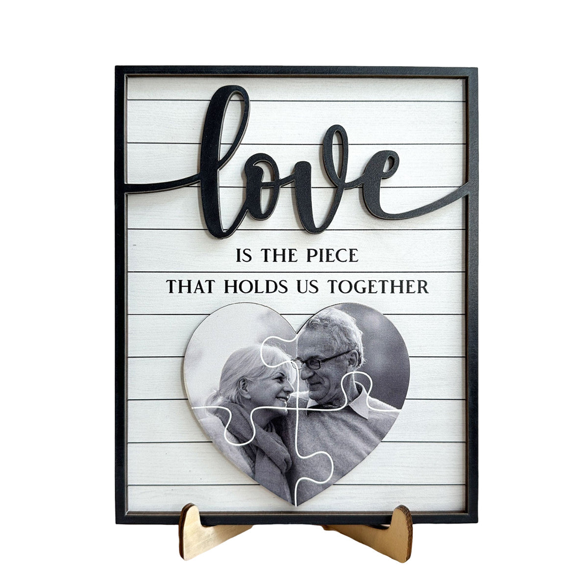 Love Is The Piece That Holds Us Together Personalized 2-Layer Wooden Plaque