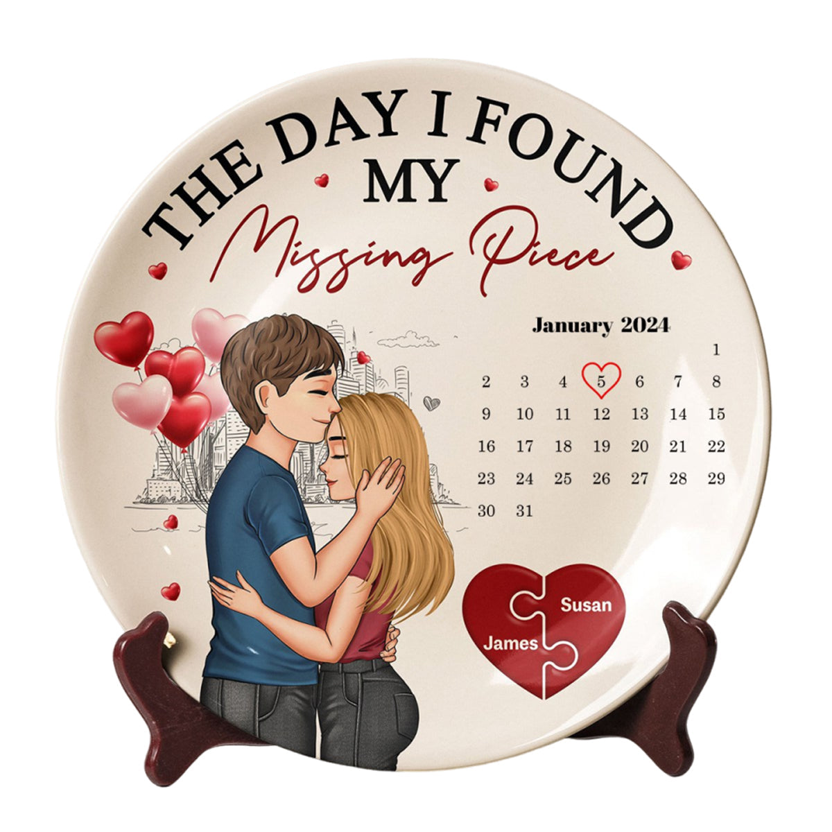 The Day I Found Missing Piece - Personalized Couple Ceramic Plate