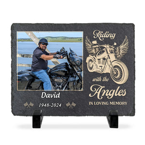 Personalized Motorcycle Memorial Stone Riding With The Angels Keepsake Gift