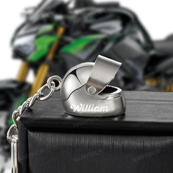 Personalized Name Motorcycle Helmet Keychain Gift for Biker - nany_shops