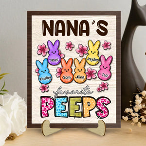 Personalized Grandma's Favorite Marshmallow 2 Layers Wooden Plaque With Stand