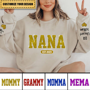 Personalized Grandma Est And Kids Sweatshirt - Glitter Custom Name