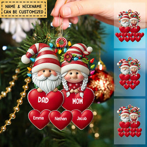 Christmas Grandma & Grandpa Mom & Dad With Heart Kids Personalized Acrylic Ornament