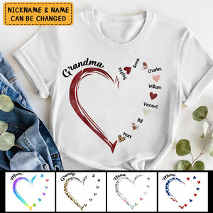 Grandma and Grandkids Hearts Personalized Pure cotton T Shirt