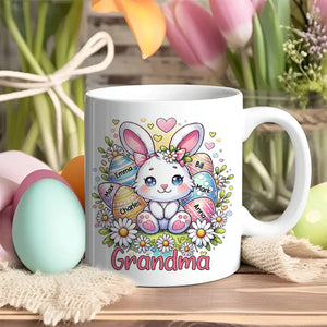 Personalized Cute Easter Bunny Grandma Mom Egg Kids Mug