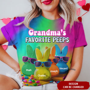 Personalized Grandma's Favorite Bunny Rainbow Color T-Shirt