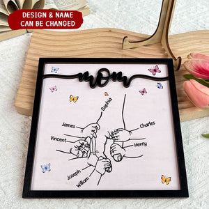 Personalized Holding Mom's Hand -Wooden Plaque