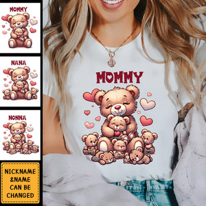 Grandma Bear With Cute Grandkids Personalized Pure cotton T-shirt