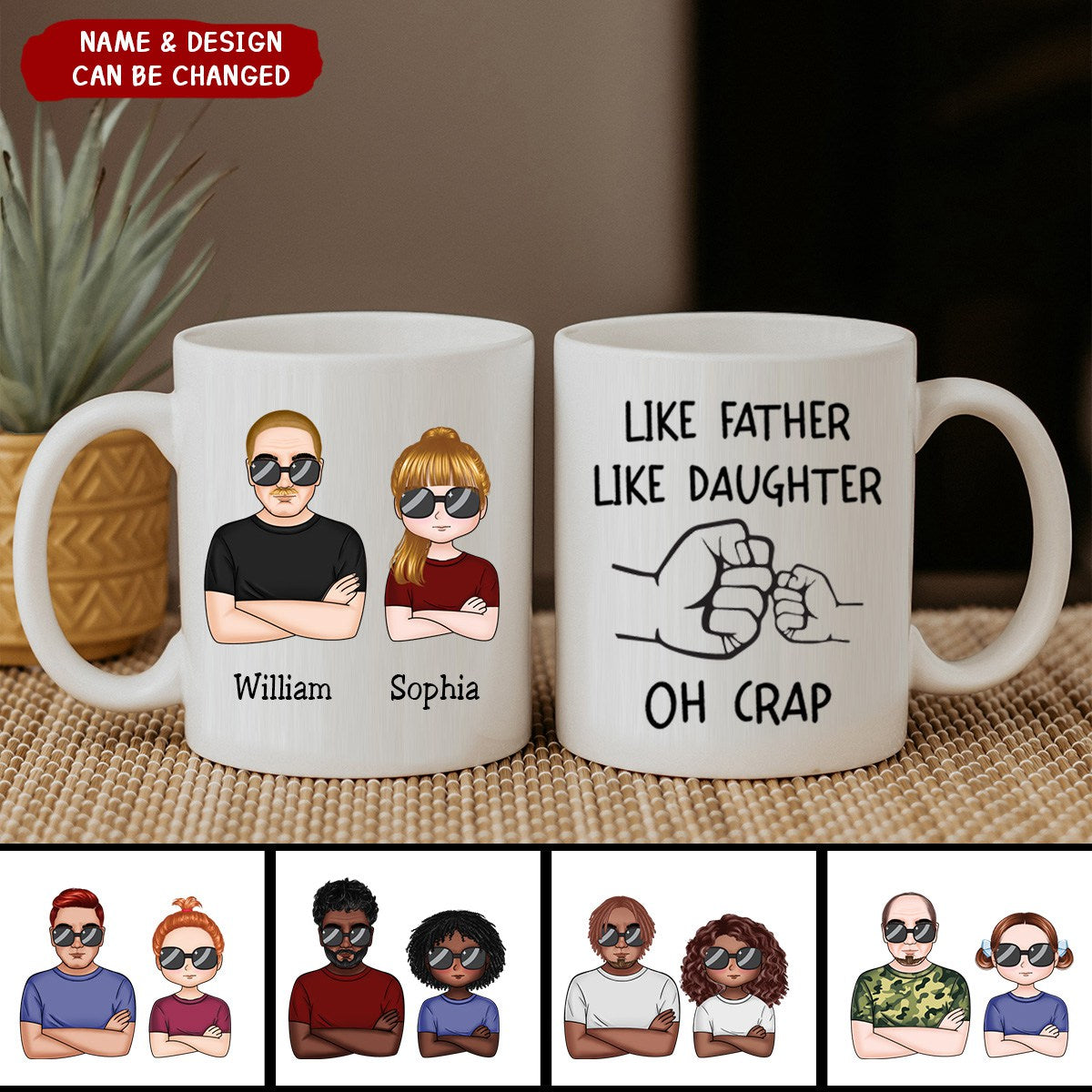 Like Father Like Daughter Fist Bump Handshake - Personalized Mug -  nany_shops