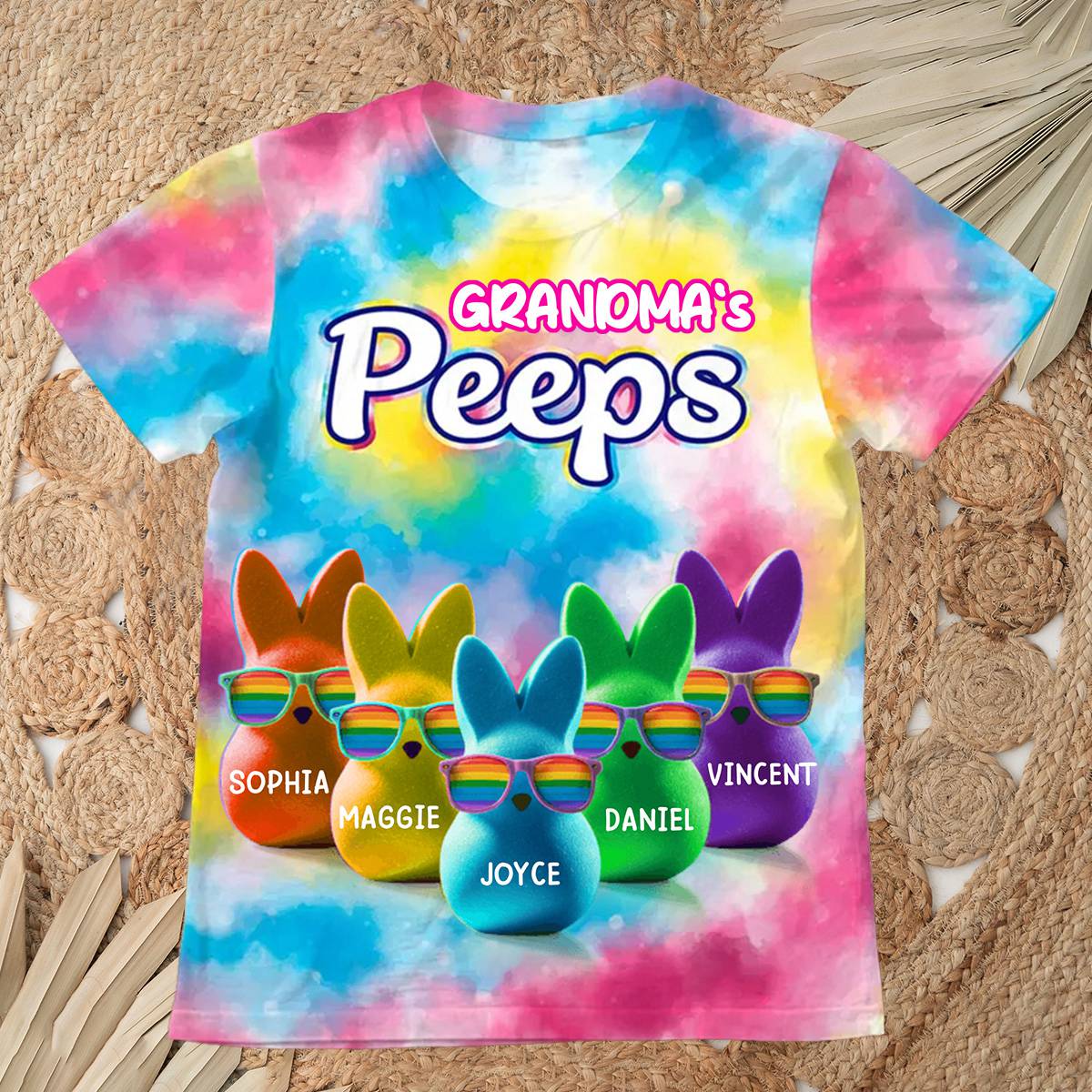 Personalized Grandma's Favorite Bunny Colorful T-Shirt