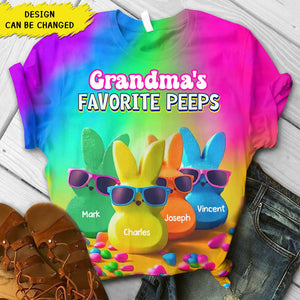 Personalized Grandma's Favorite Bunny Rainbow Color T-Shirt