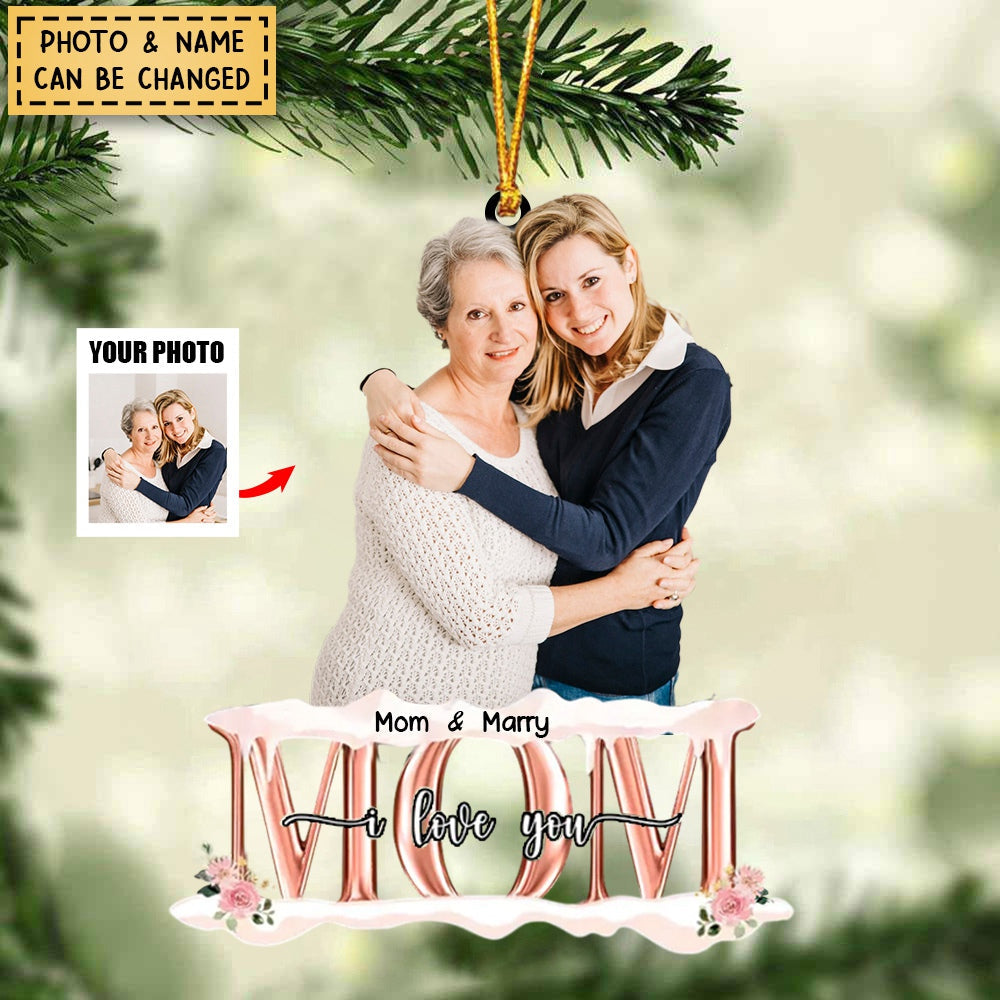 Mom We Love You - Personalized Custom Photo Mica Ornament - Christmas Gift For Family, Family Members