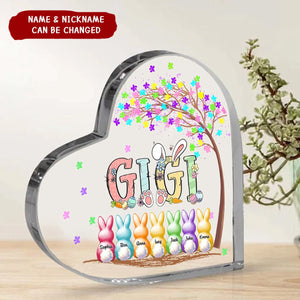 Personalized Grandma's Colorful Tree Heart-Shaped Acrylic Plaque