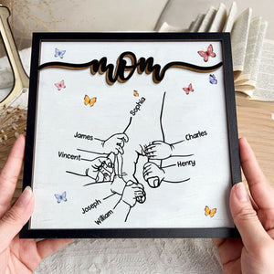 Personalized Holding Mom's Hand -Wooden Plaque