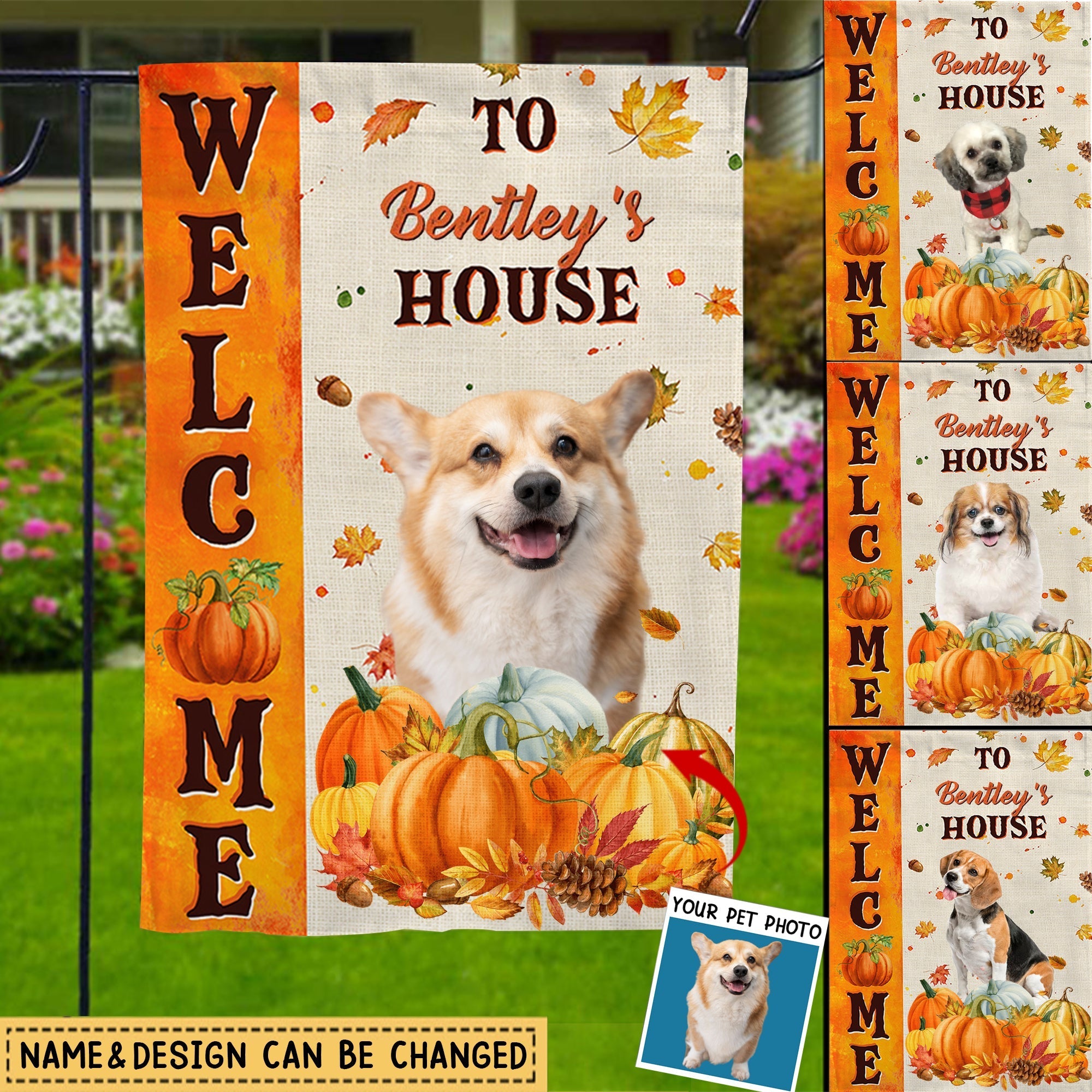 Welcome To The Dog House Fall Season, Personalized Garden Flags, Gifts For Dog Lovers