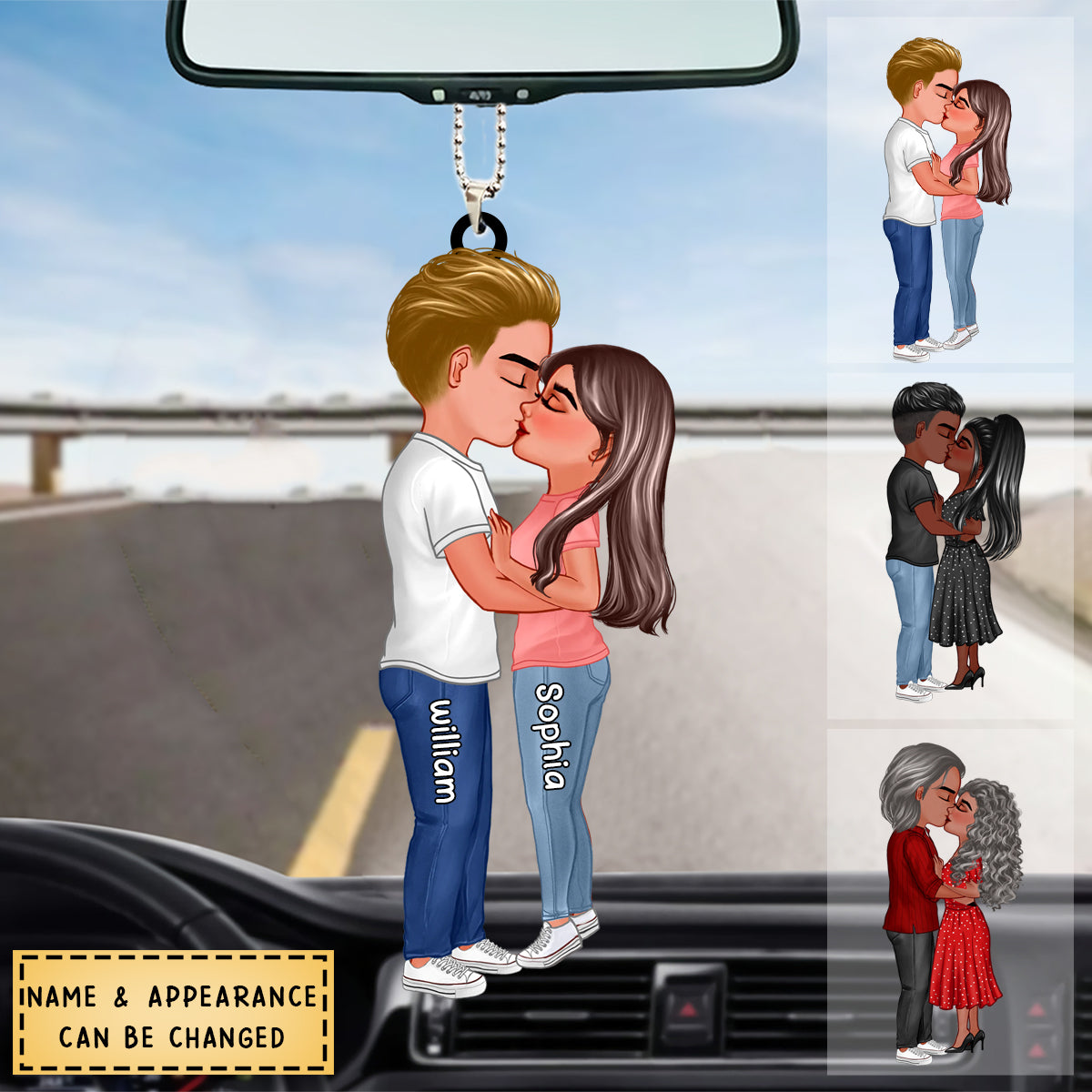 Personalized Couple Kissing Gift For Him Gift For Her Car Hanging Orna -  nany_shops