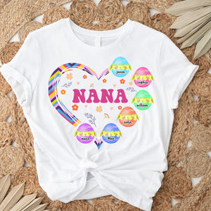 Personalized Easter Grandma With Kids Eggs Pure cotton T-shirt