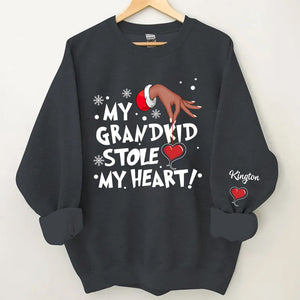 My grandkids Stole My Heart Grandma Personalized Christmas Sweatshirt