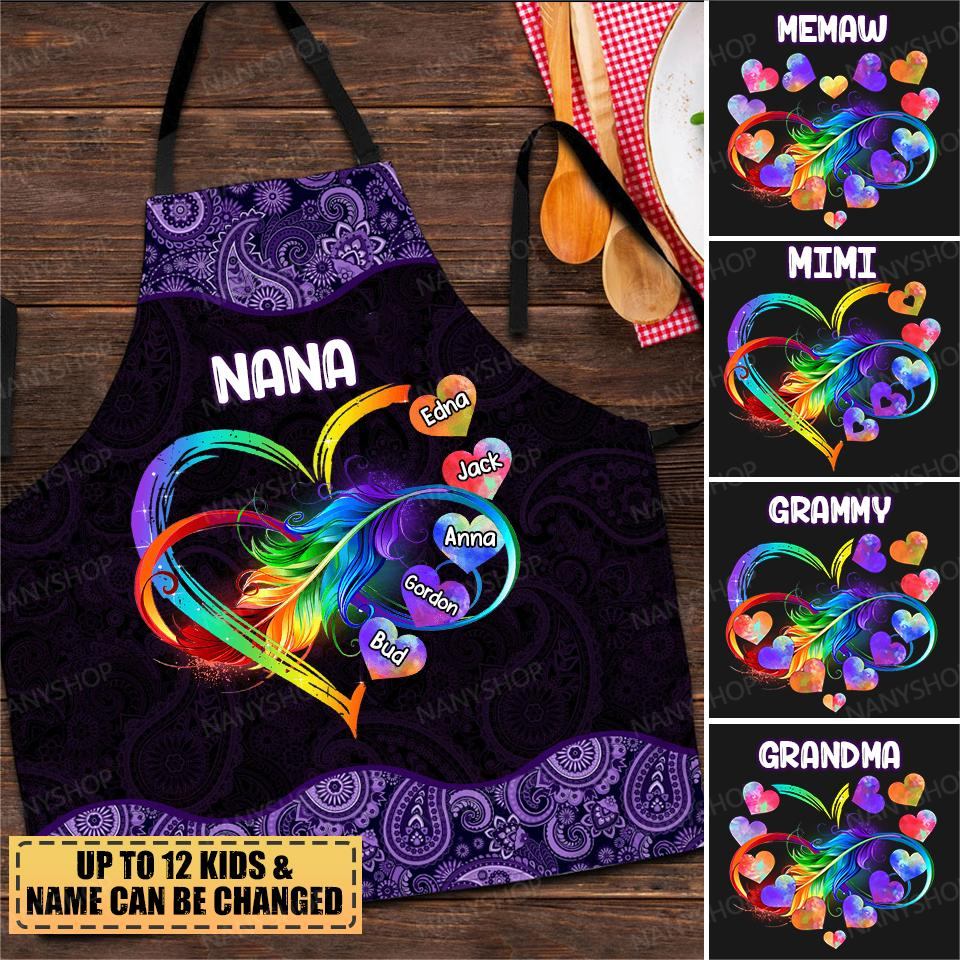 Personalized Grandma Grandkids Infinity Love Family Apron