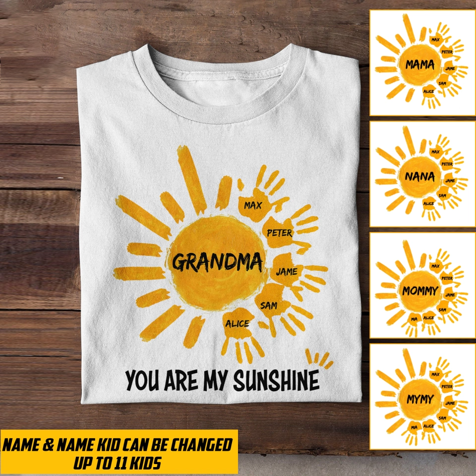 Personalized Grandma Kid You are My Sunshine T-shirt