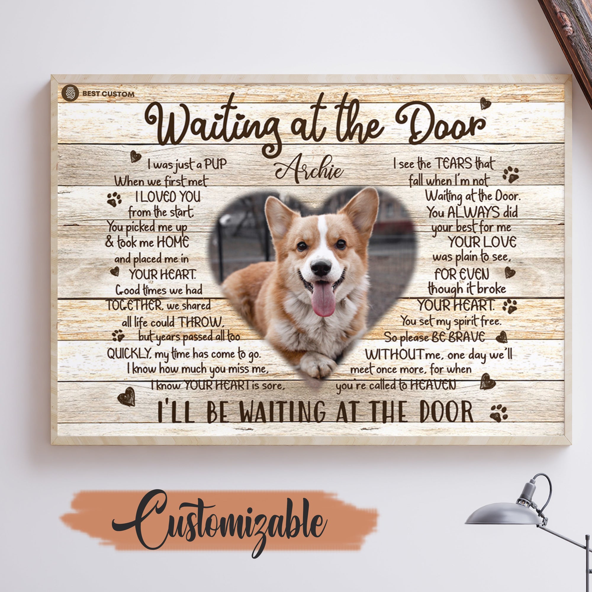 Waiting At The Door Custom Photo Poster Canvas Memorial Dog