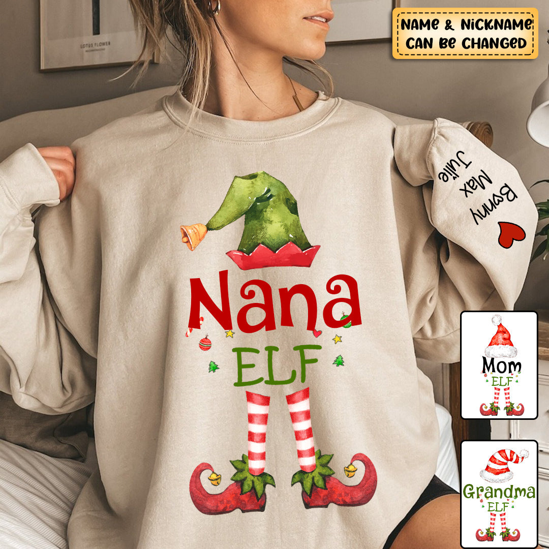 Personalized Sweatshirt Grandma Elf Christmas