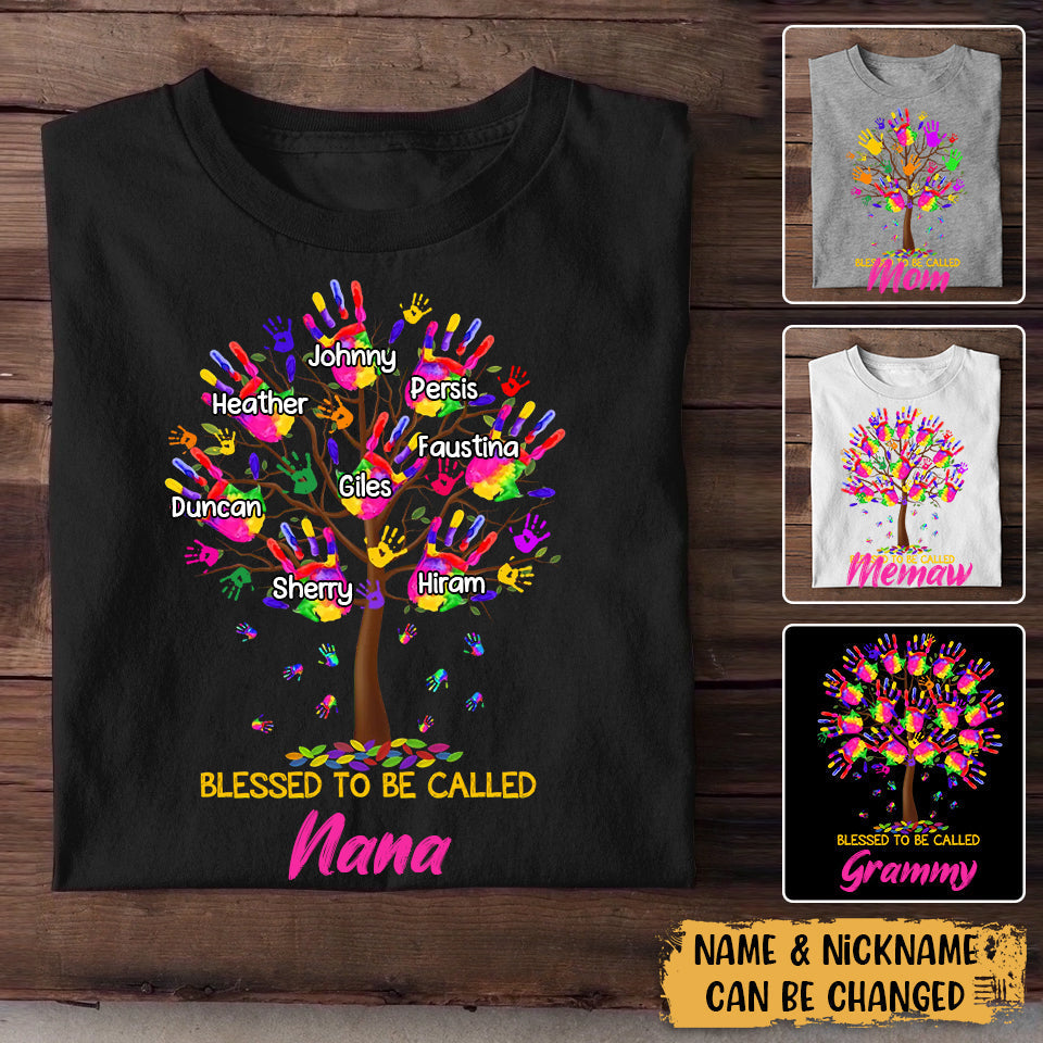 Personalized Colorful Hand Print Tree Be - Grandma Kid to Blessed Called nany_shops