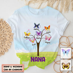 Personalized Gift For Grandma's Butterfly Kisses T-shirt
