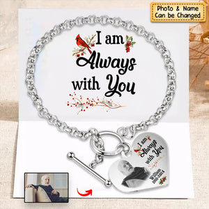 Personalized Cardinal Heart Bracelet - I'm Always With You - Memorial Gift