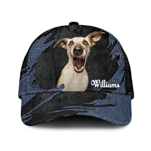 Personalized dog Jean Background Custom Name Cap