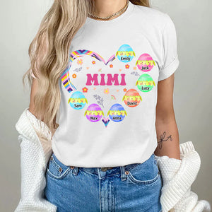 Personalized Easter Grandma With Kids Eggs Pure cotton T-shirt