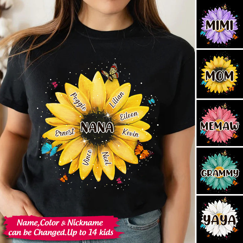 Personalized Nana Shine Bright Like A Flower Family T-shirt