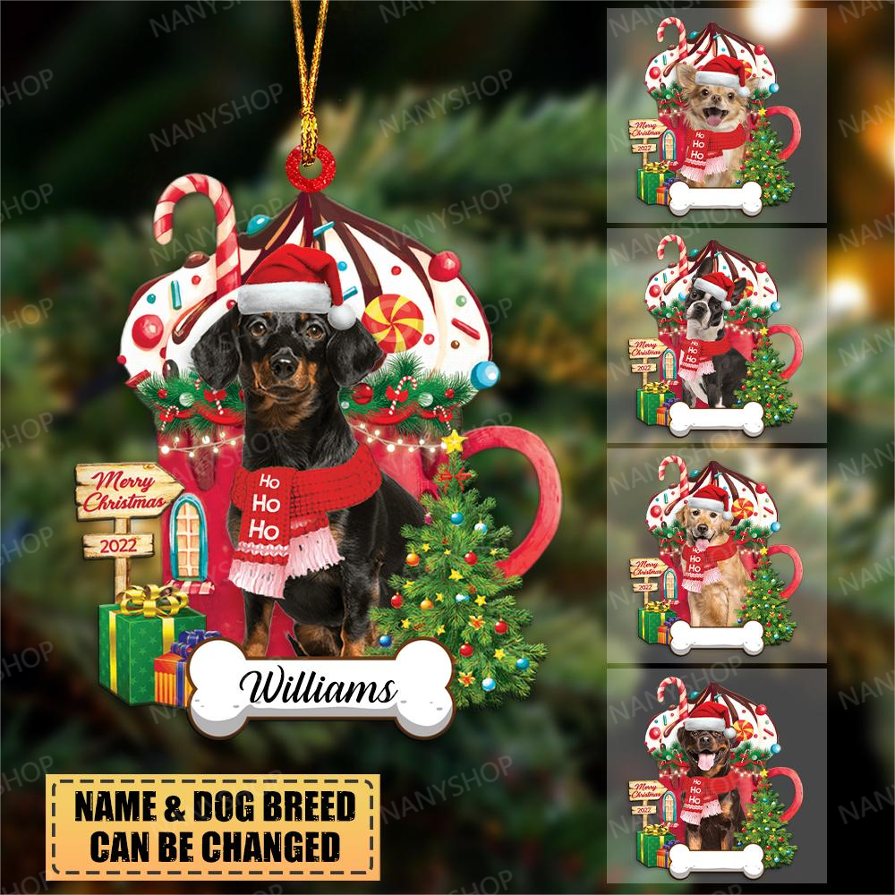 Personalized Dog Sleeping In A Tiny Cup Christmas Holiday-Two Sided Or -  nany_shops